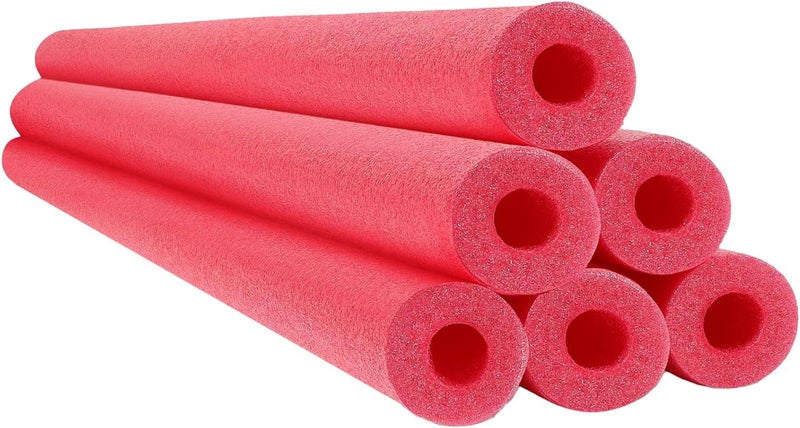 Chochkees Red Pool Noodles Swimming Hollow Core Foam Tube, Floating Thick Noodles for Floating, Pool Accessories, 52" - Image 1